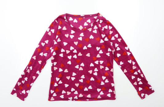 Marks and Spencer Womens Purple Geometric Fleece Top Pyjama Top Size 6
