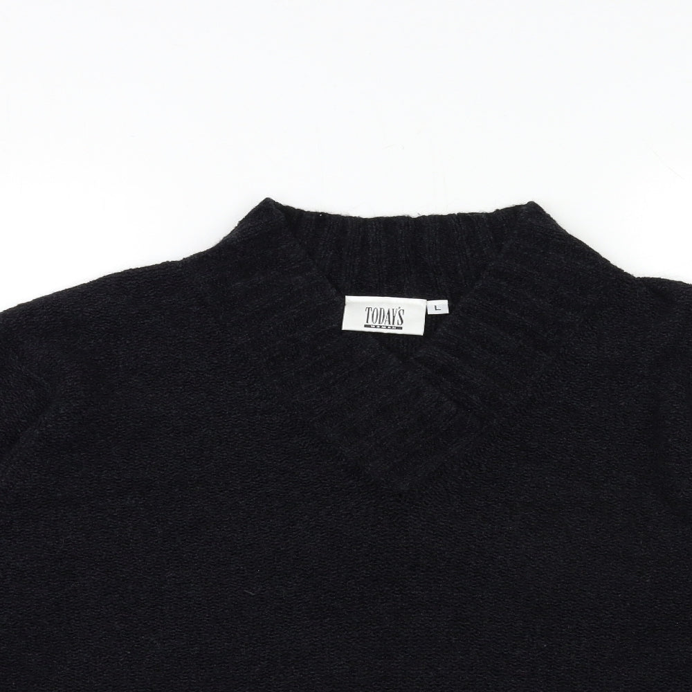 Todays Woman Womens Black  Knit Pullover Jumper Size L