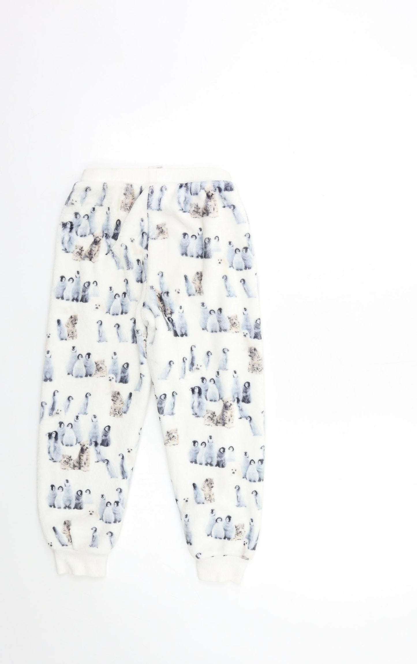 Marks and Spencer Girls White Geometric Fleece Top Lounge Pants Size 6 Years