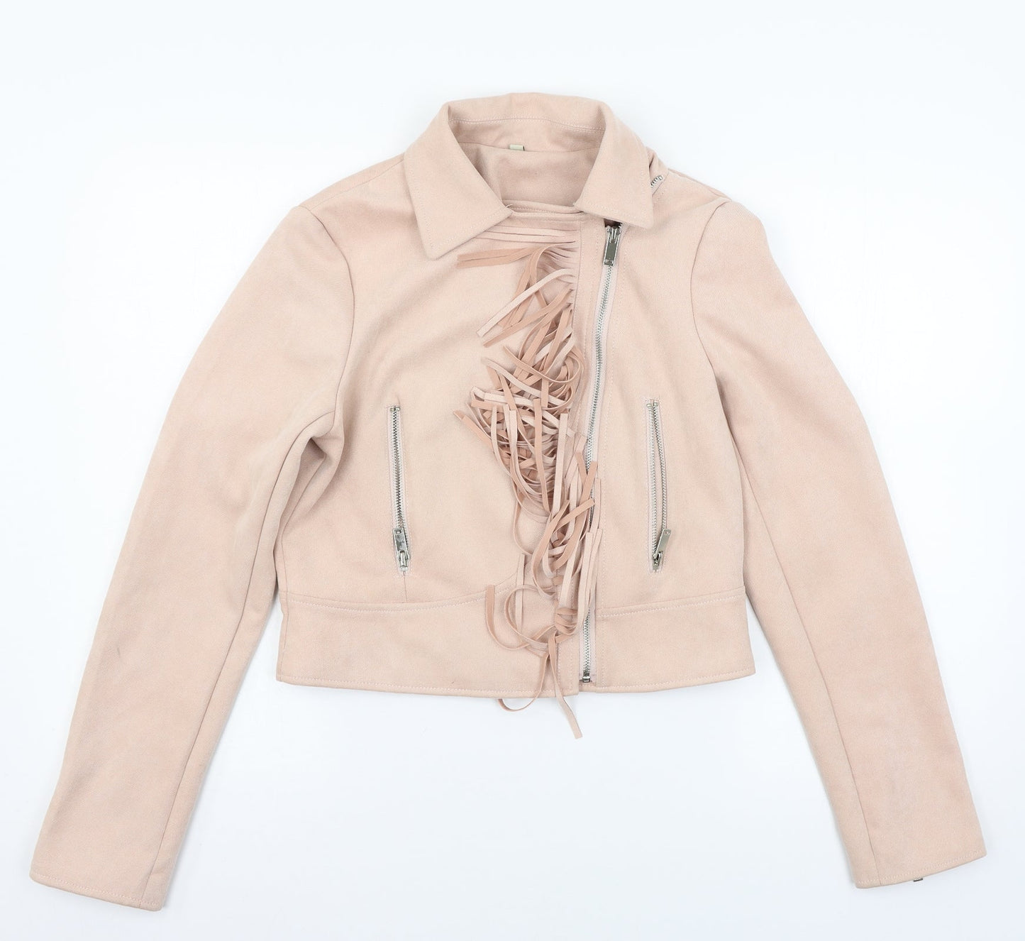 Preworn Girls Pink   Jacket Coat Size XL  - fringe detail