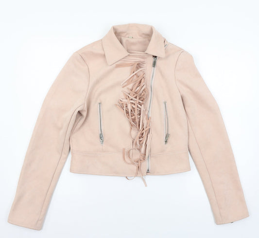 Preworn Girls Pink   Jacket Coat Size XL  - fringe detail