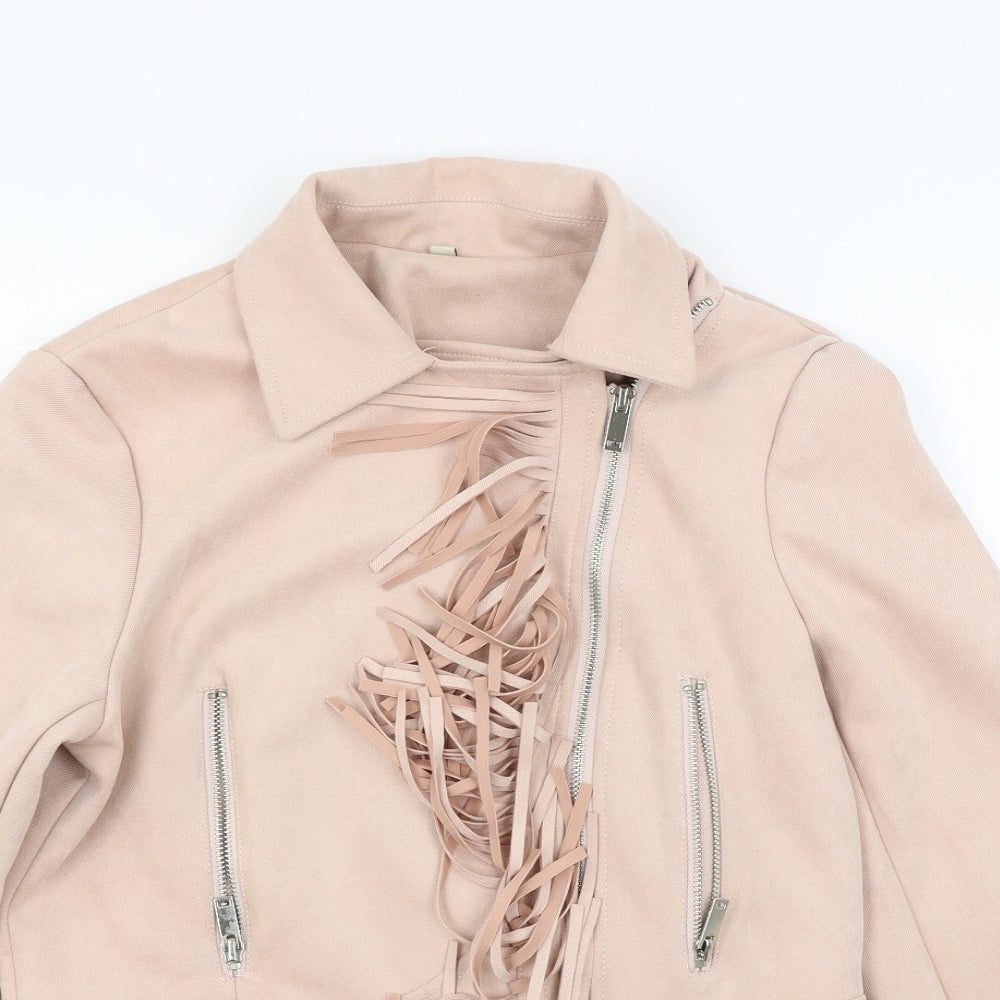 Preworn Girls Pink   Jacket Coat Size XL  - fringe detail