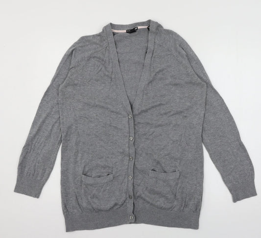 H&M Womens Grey  Knit Cardigan Jumper Size M