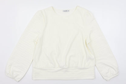 Additional front view of Gallery women’s ivory pullover sweatshirt, size UK 12