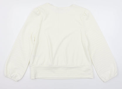 Back view of Gallery women’s ivory pullover sweatshirt, size UK 12