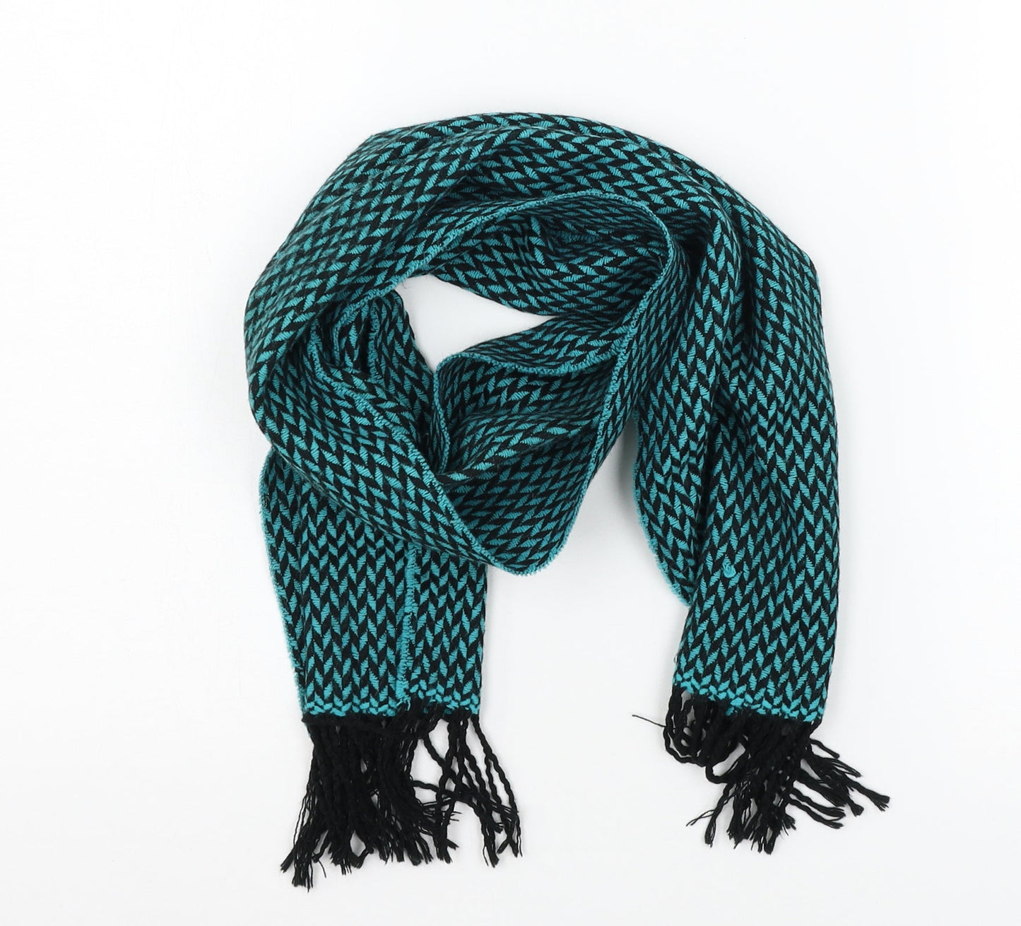 Preworn Womens Blue Check Knit  Scarf