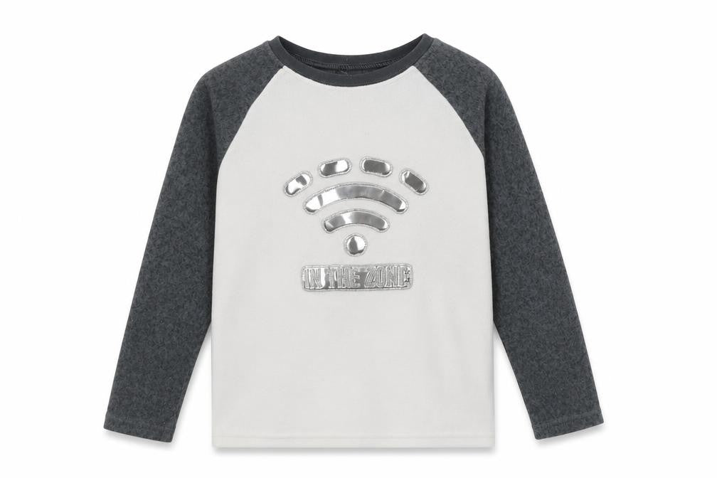 Primark Boys White Geometric Fleece  Pyjama Top Size 7-8 Years  - In the zone
