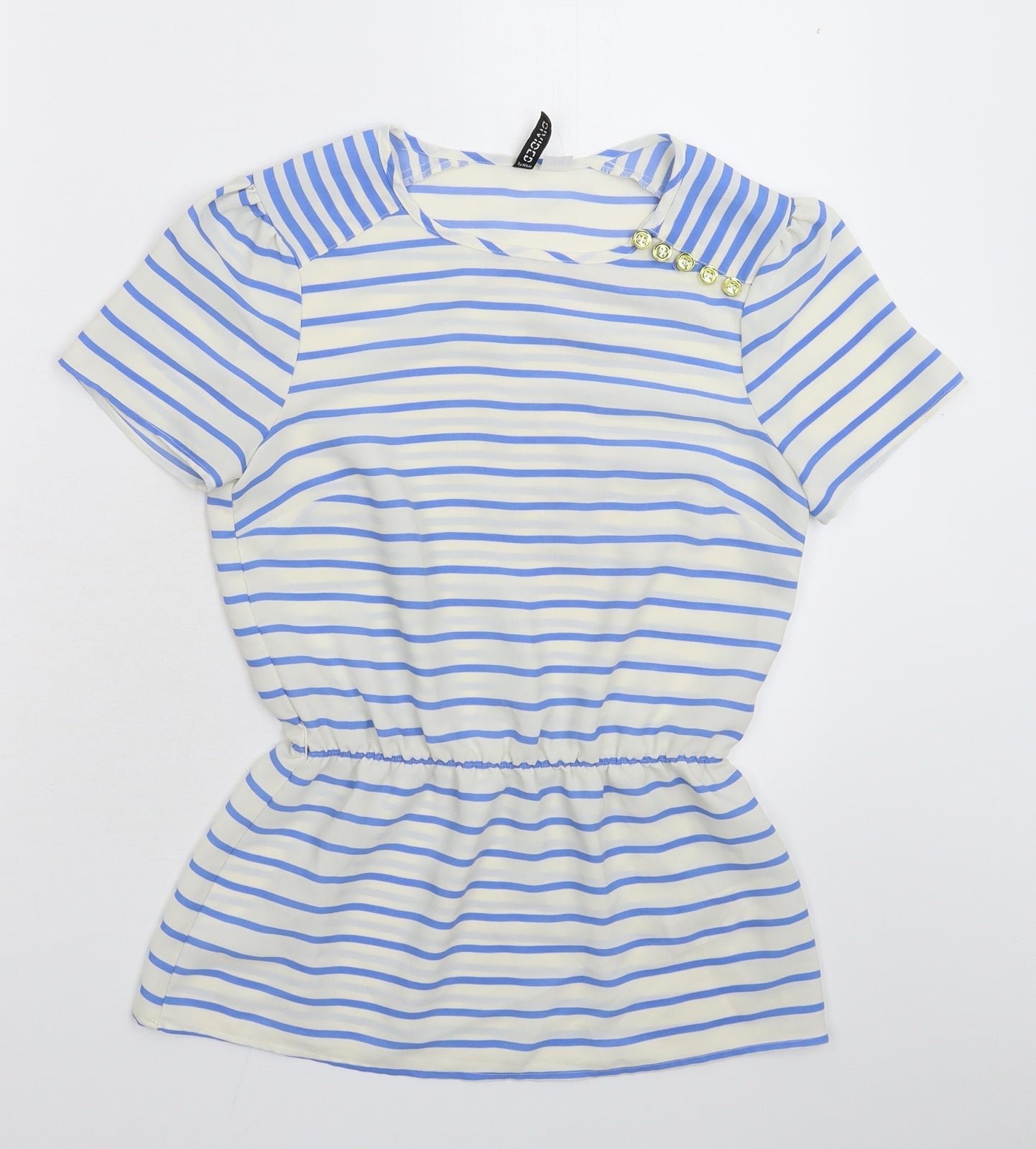 Divided Womens White Striped  Basic Blouse Size 8