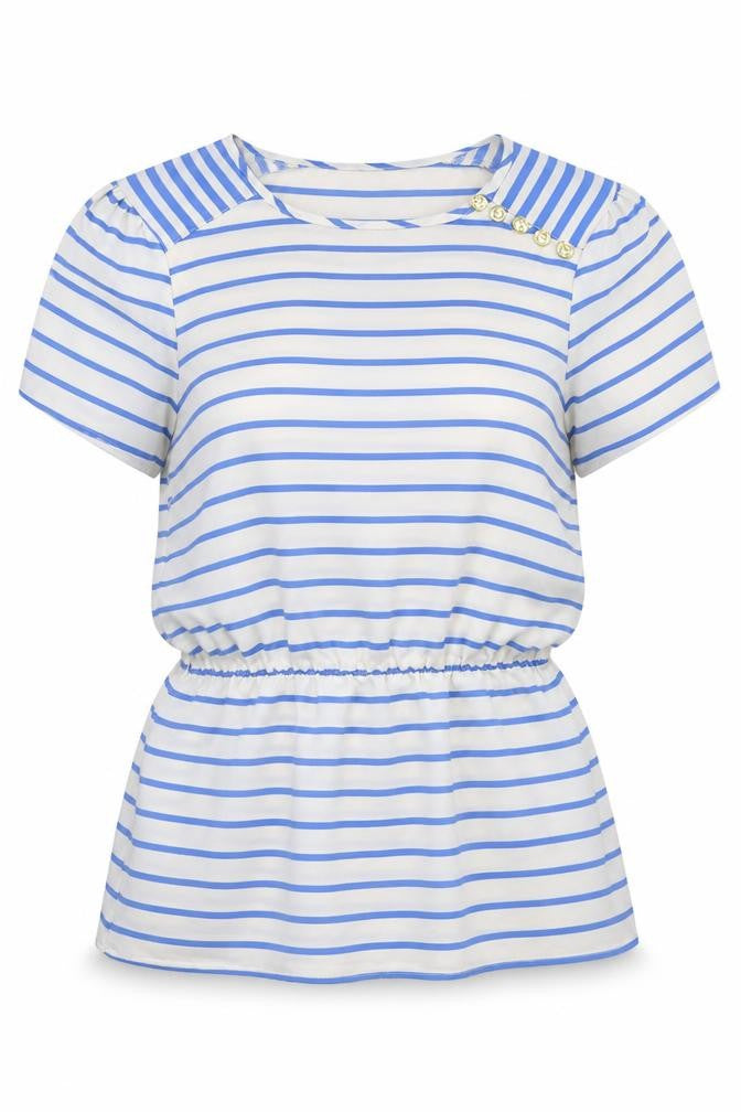Divided Womens White Striped  Basic Blouse Size 8