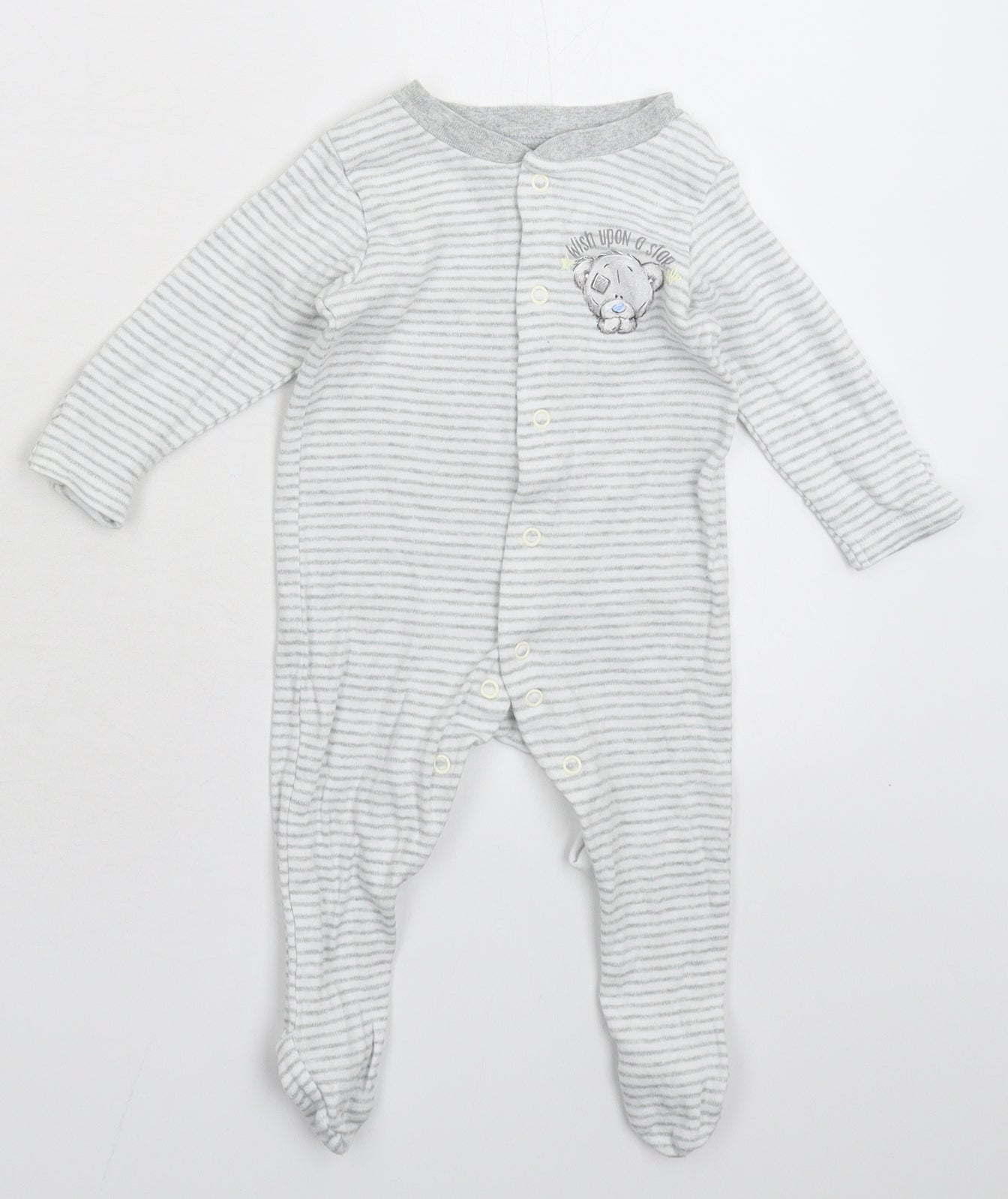 Marks and Spencer Baby White Striped  Babygrow One-Piece Size 3-6 Months