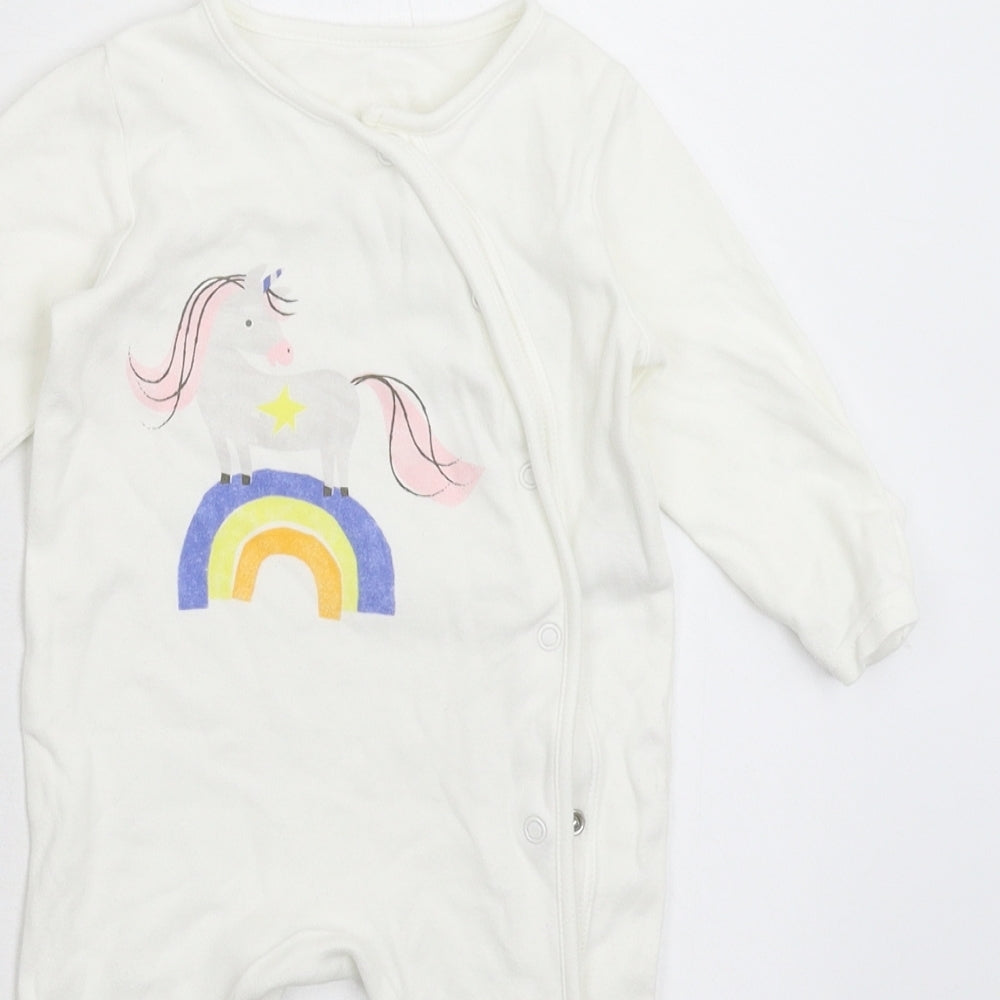 Marks and Spencer Baby White   Babygrow One-Piece Size 3-6 Months