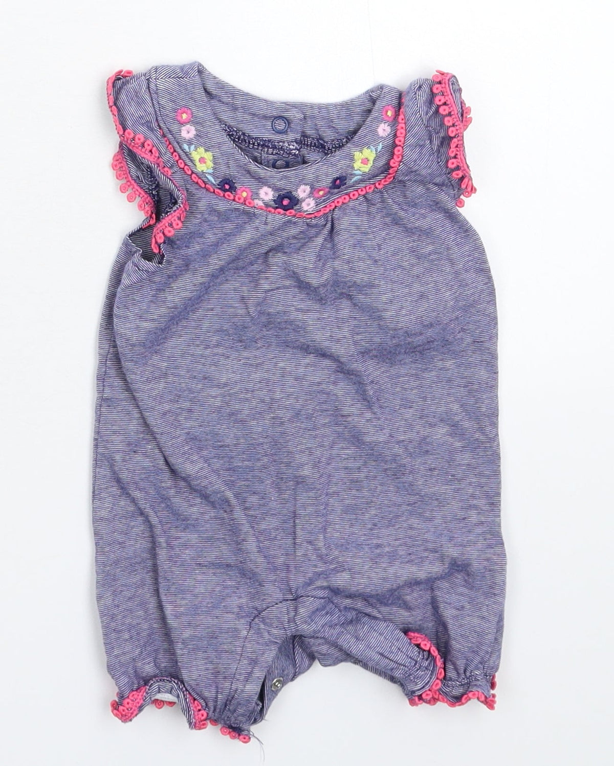 F&F Girls Blue Striped  Babygrow One-Piece Size 3-6 Months