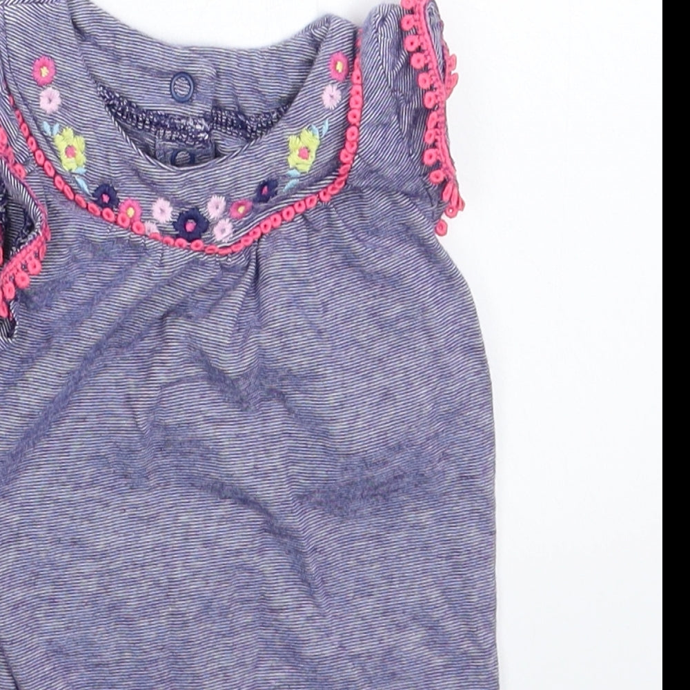 F&F Girls Blue Striped  Babygrow One-Piece Size 3-6 Months