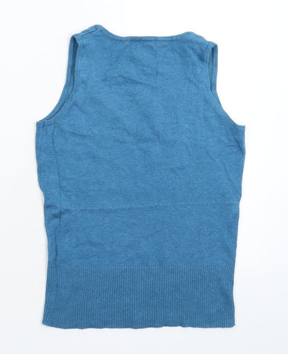 Back view of Atmosphere women’s blue knit basic tank, size UK 8