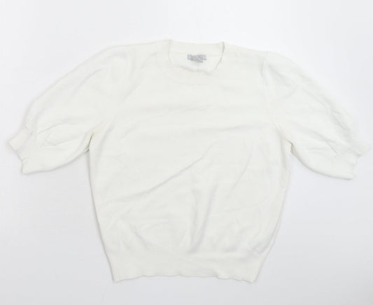 H&M Womens White  Knit Pullover Jumper Size S