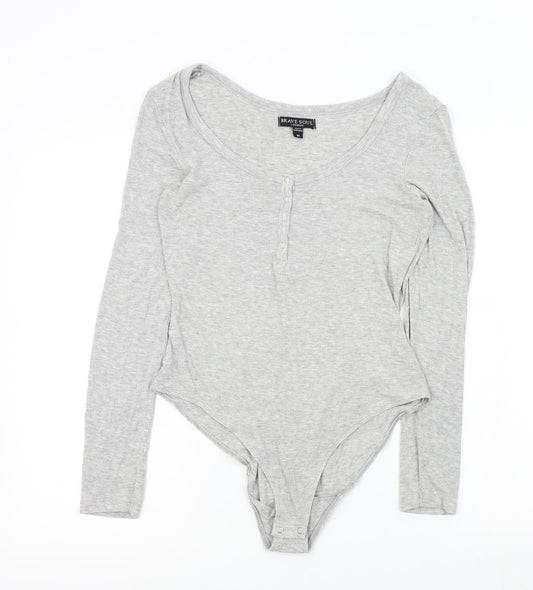 Brave Soul Womens Grey Colourblock  Bodysuit One-Piece Size M