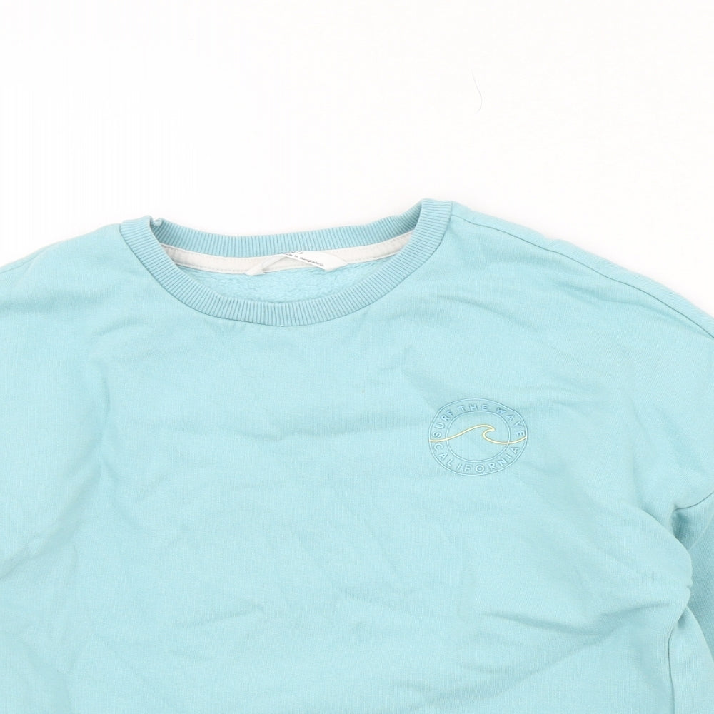 M&S Girls Blue Colourblock  Pullover Sweatshirt Size 9-10 Years
