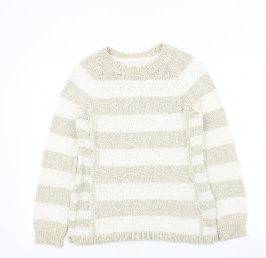 M&S Womens Beige Striped  Pullover Jumper Size 10