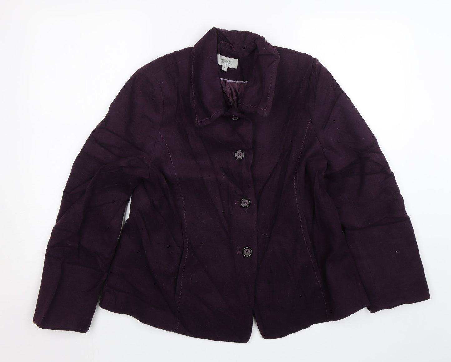 M&S Womens Purple   Overcoat Coat Size 16