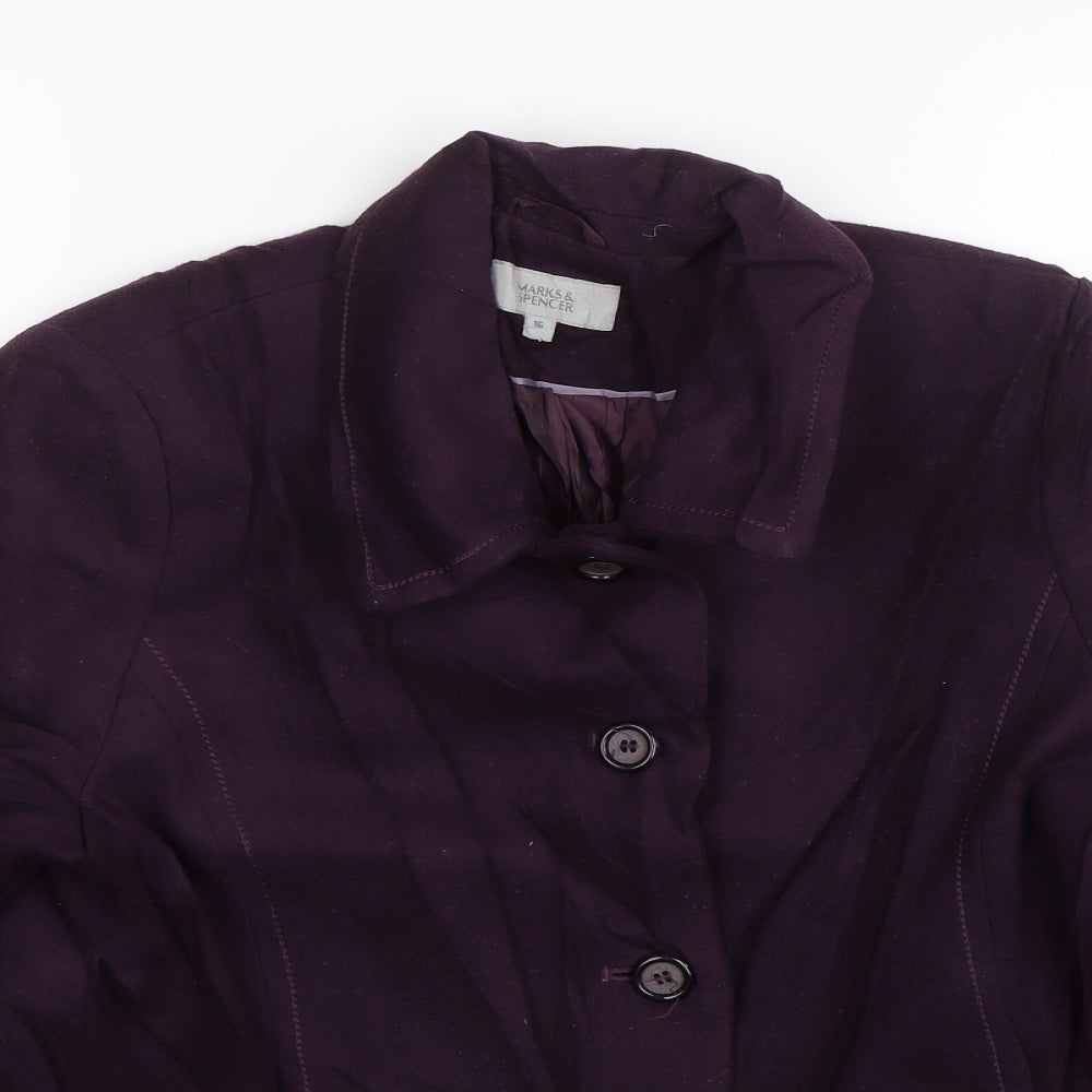 M&S Womens Purple   Overcoat Coat Size 16