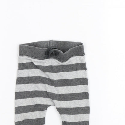 Close-up detail of George boys’ grey striped sweatpants, size 6-9, months