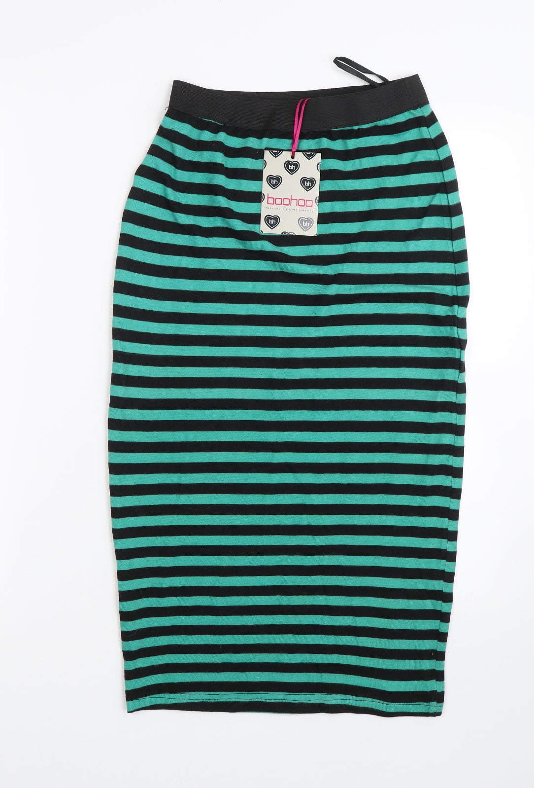 Boohoo Womens Green Striped  Bandage Skirt Size 8