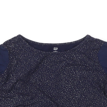 Close-up detail of Gap girls’ blue basic t-shirt, size 5, years