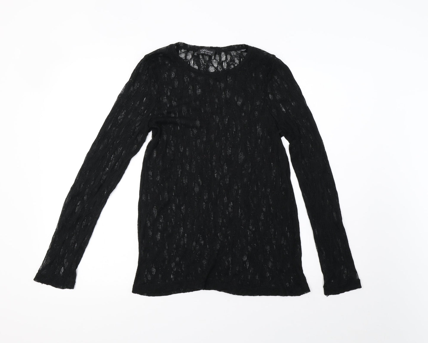 Topshop Womens Beige  Mesh Pullover Sweatshirt Size 14