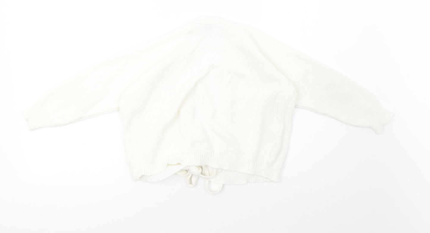 tappers and pointers Womens White  Knit Cardigan Jumper Size 12  - cropped