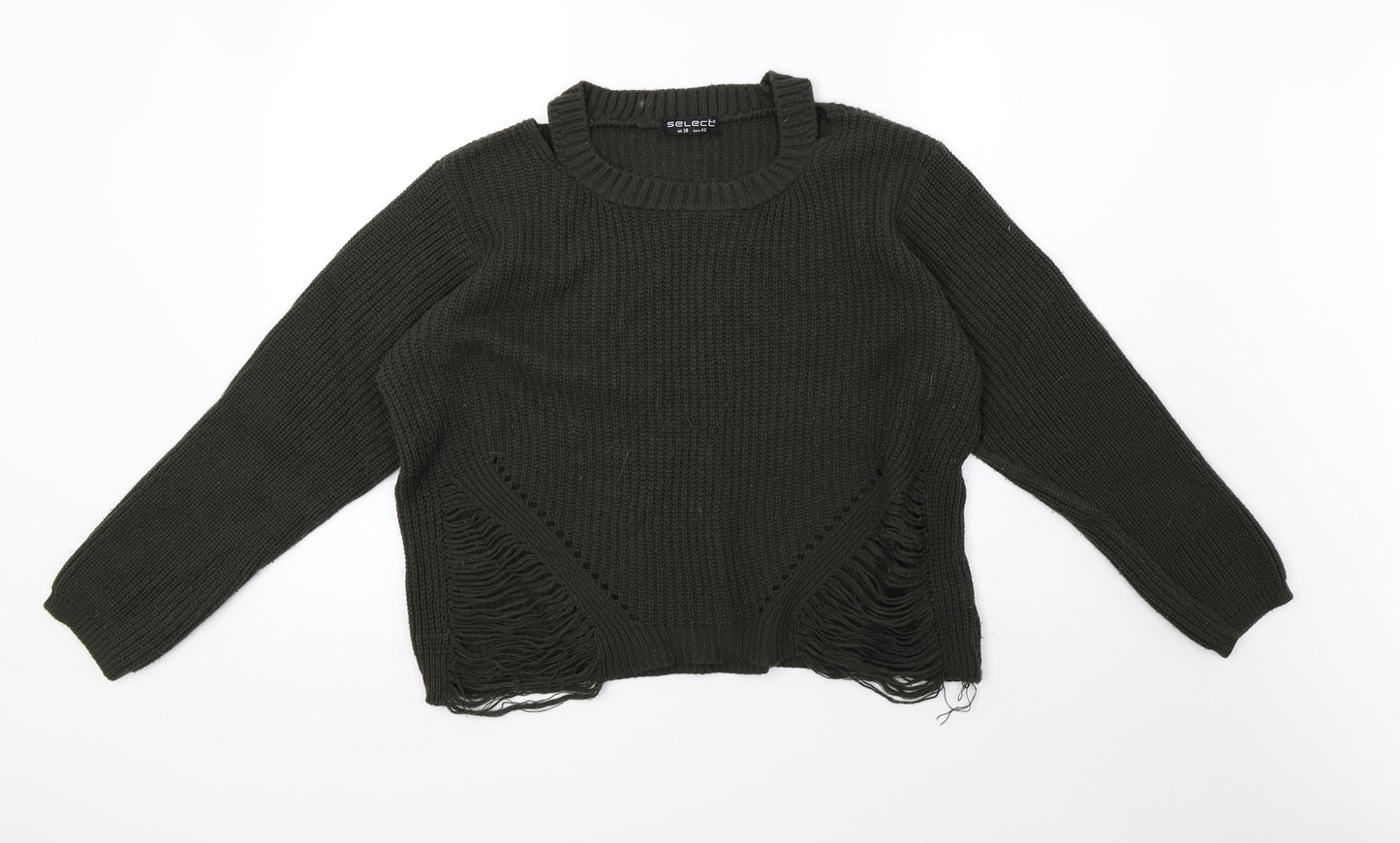 Select Womens Green  Knit Pullover Sweatshirt Size 18  - off the shoulder
