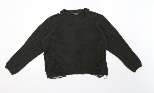 Select Womens Green  Knit Pullover Sweatshirt Size 18  - off the shoulder