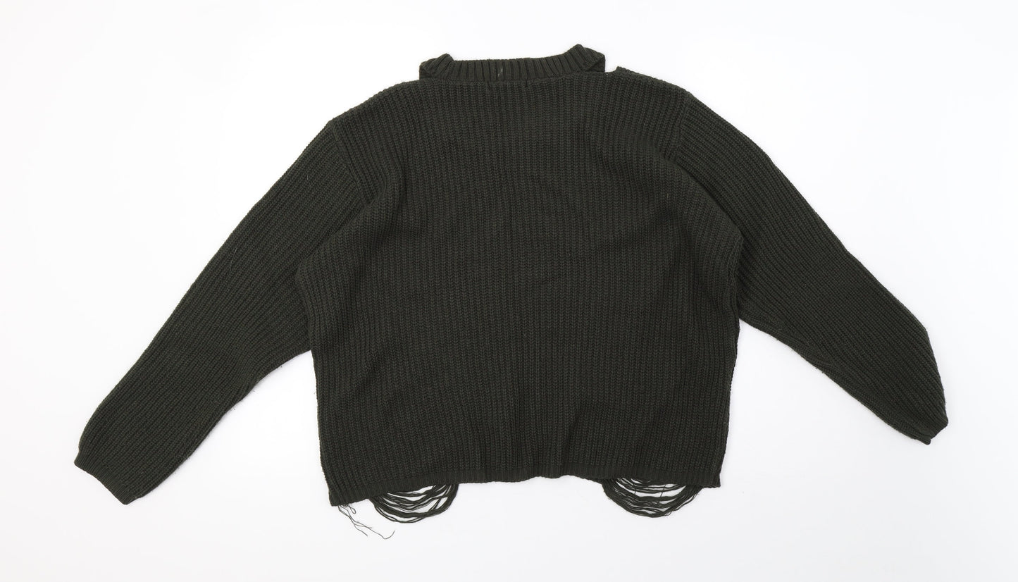 Select Womens Green  Knit Pullover Sweatshirt Size 18  - off the shoulder