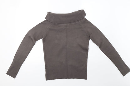 Back view of French Connection women’s grey knit pullover sweatshirt, size M