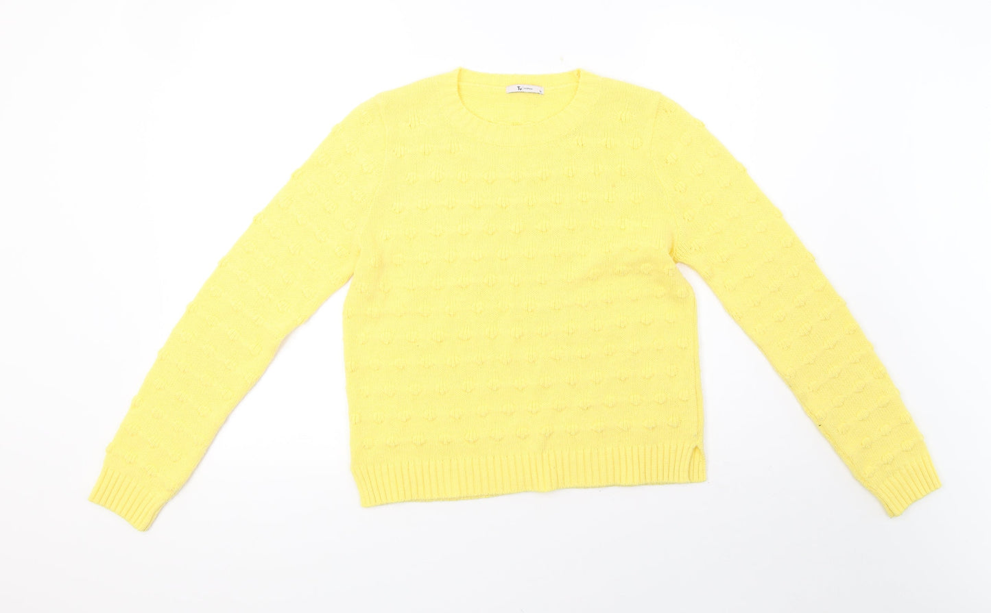 sainsburys Womens Yellow Geometric Knit Pullover Sweatshirt Size 10