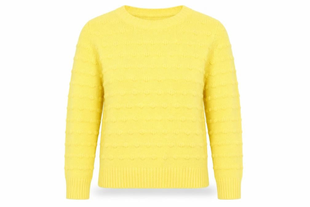 sainsburys Womens Yellow Geometric Knit Pullover Sweatshirt Size 10