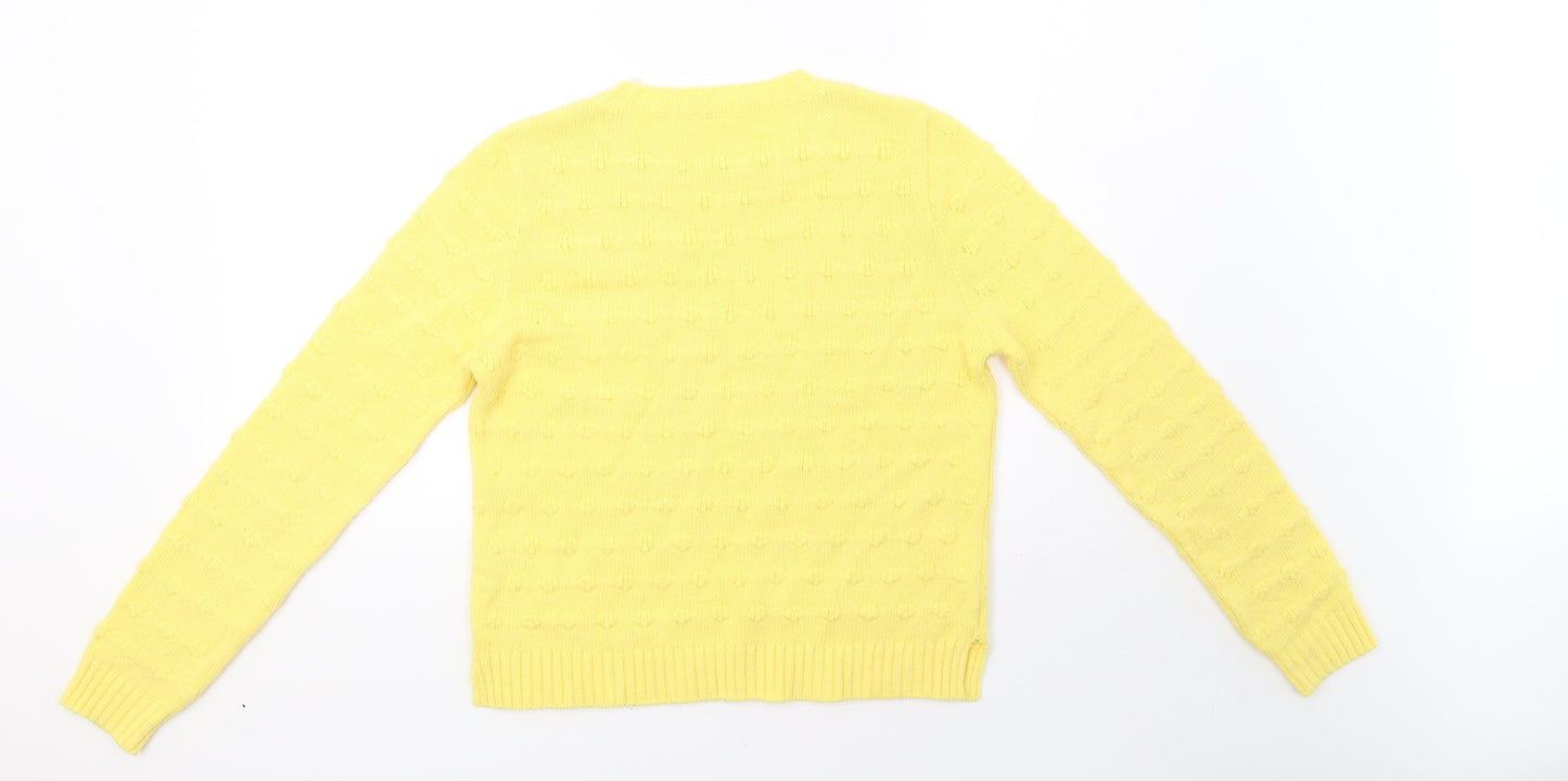 sainsburys Womens Yellow Geometric Knit Pullover Sweatshirt Size 10