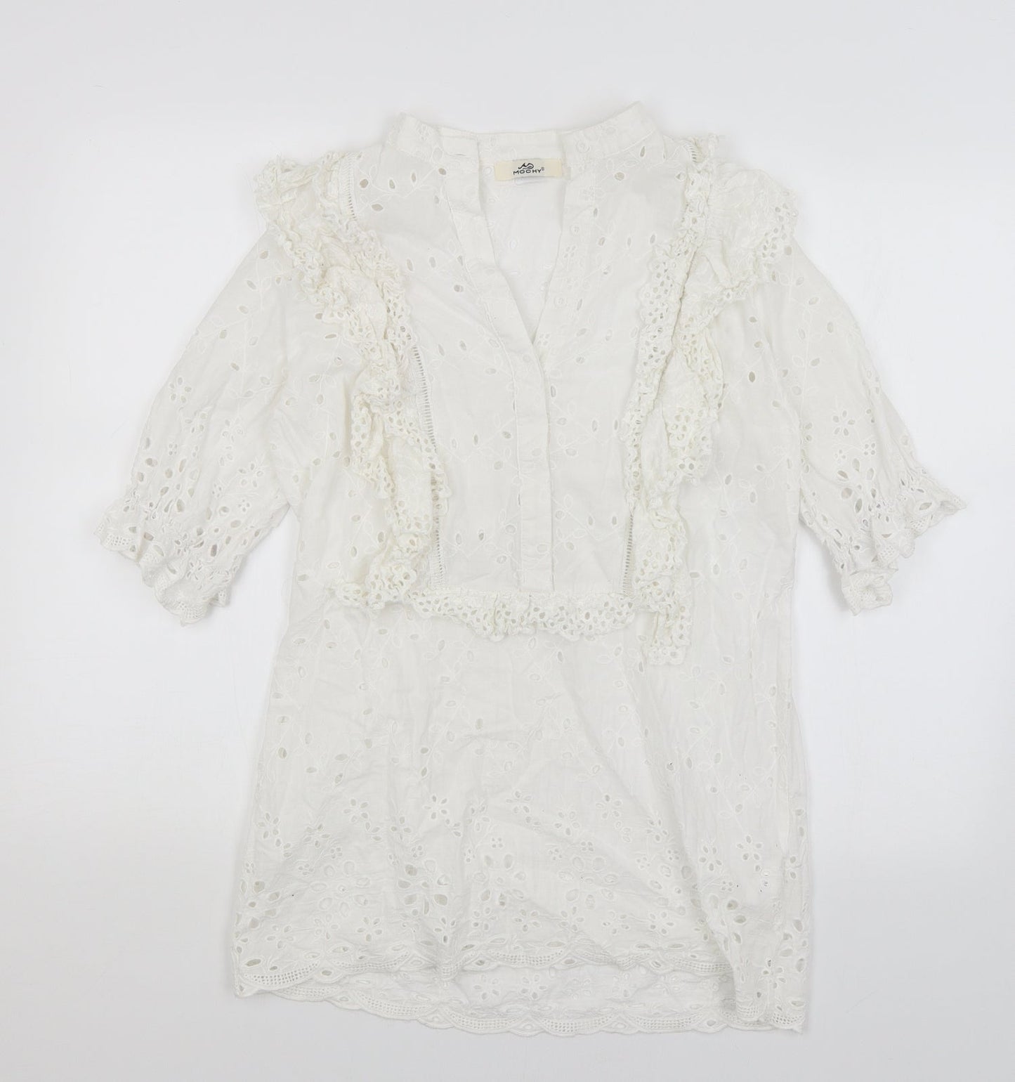 Mochy Womens White   Basic Blouse Size S