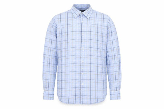 Zona Mens Blue Check   Button-Up Size L