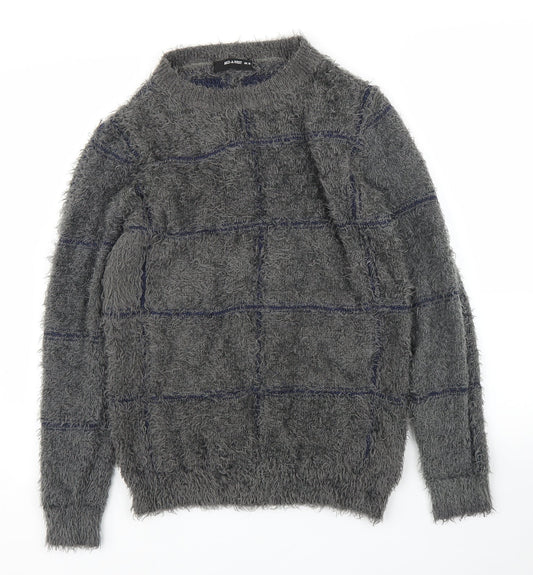 AKD A WEST Womens Grey Check  Pullover Jumper Size 10