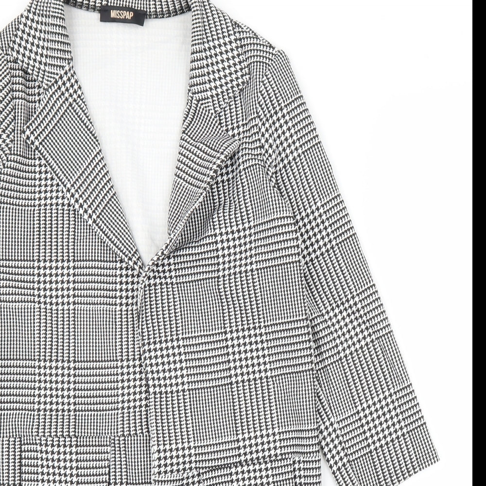 Miss Pap Womens Grey Houndstooth  Jacket  Size 8