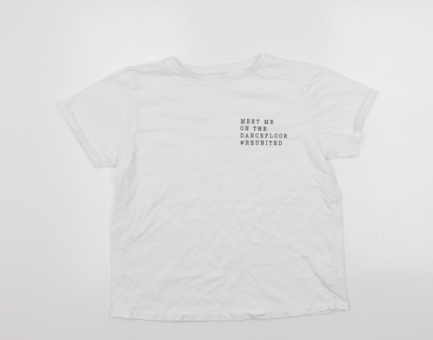 NJSCREENPRINTS Womens White   Basic T-Shirt Size 12