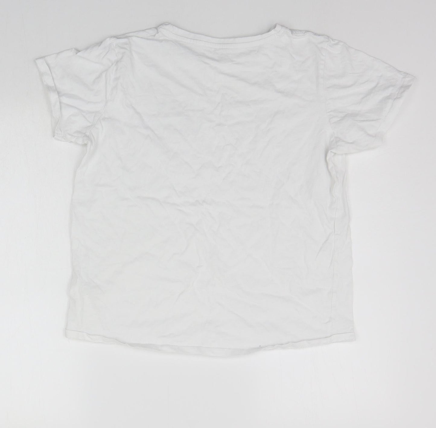 NJSCREENPRINTS Womens White   Basic T-Shirt Size 12