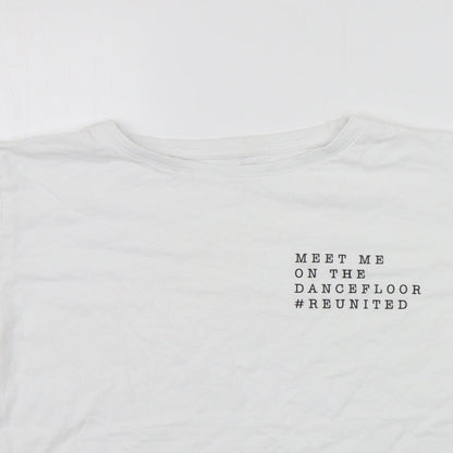 NJSCREENPRINTS Womens White   Basic T-Shirt Size 12