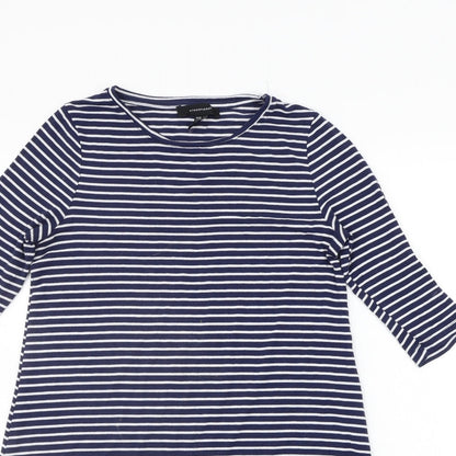 Close-up detail of Atmosphere women’s blue striped a-line, size UK 8