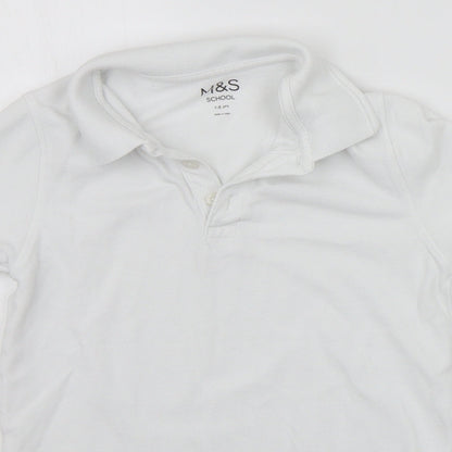 Close-up detail of Marks & Spencer girls’ white basic polo, size 7-8, years