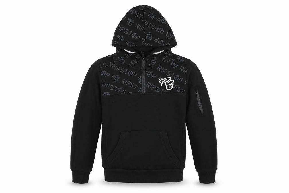 Ribstop Boys Black   Pullover Hoodie Size L