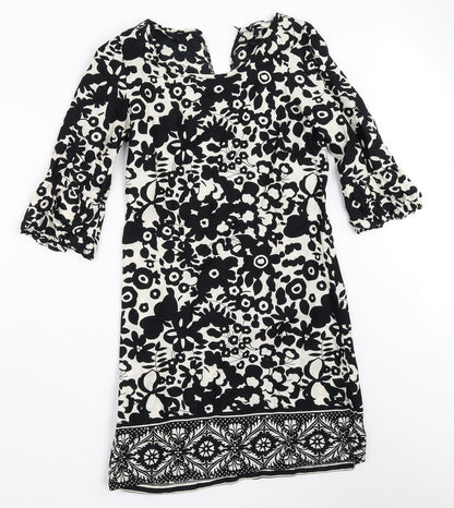 Additional front view of Atmosphere women’s black floral shift, size UK 8