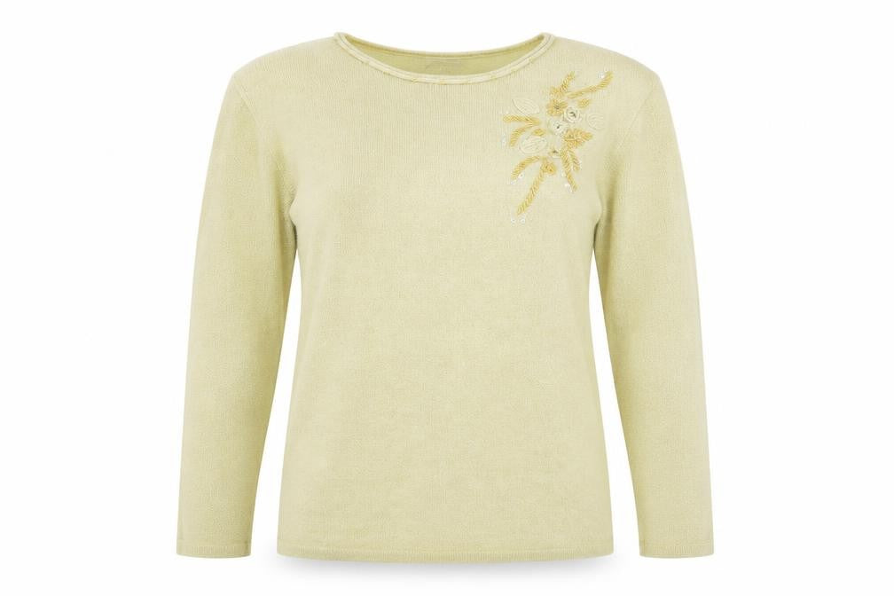 Bonmarché Womens Beige Floral Pullover Jumper Size M