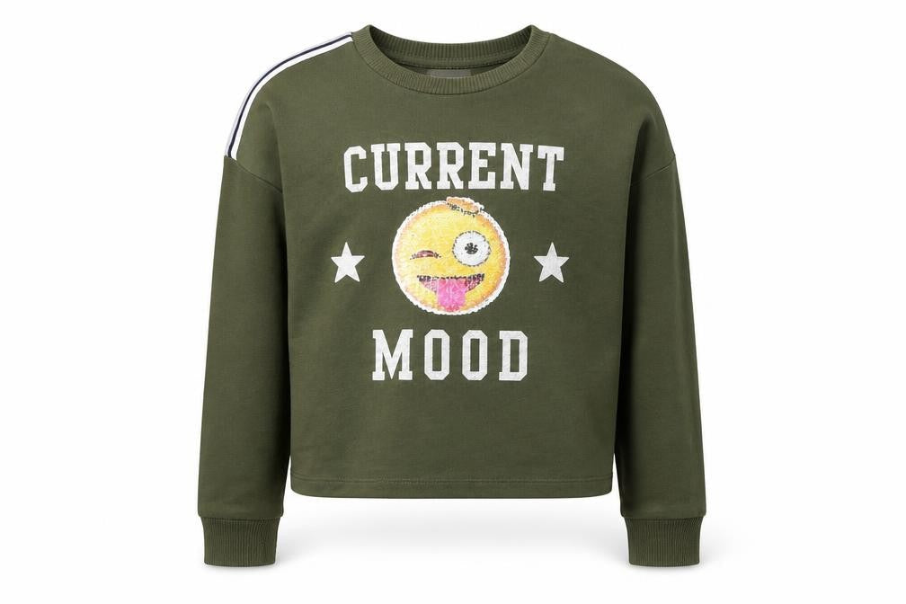 Preworn Girls Green   Pullover Jumper Size 11 Years  - Emoji