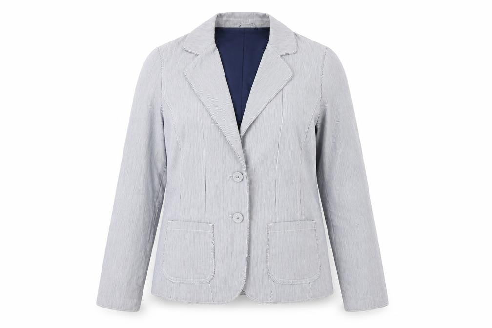 Hoi Polloi Womens Blue Striped  Jacket Blazer Size 16